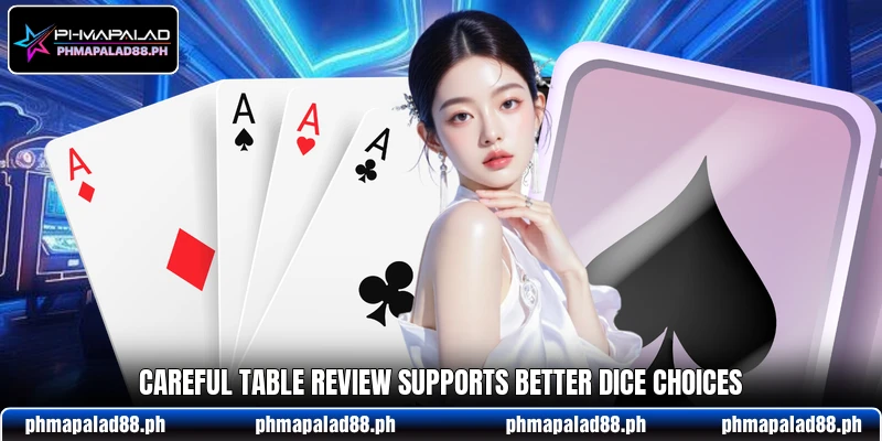 Careful table review supports better dice choices Careful table review supports better dice choices