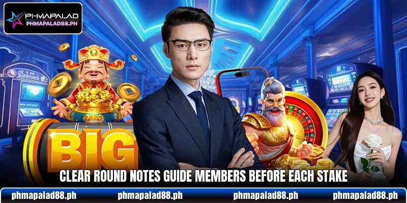 Clear round notes guide members before each stake Clear round notes guide members before each stake