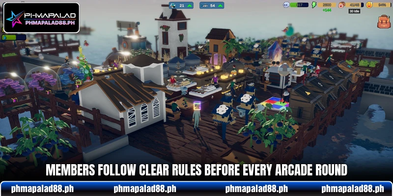 Members follow clear rules before every arcade round Members follow clear rules before every arcade round