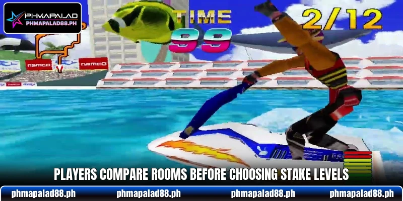 Players compare rooms before choosing stake levels Players compare rooms before choosing stake levels
