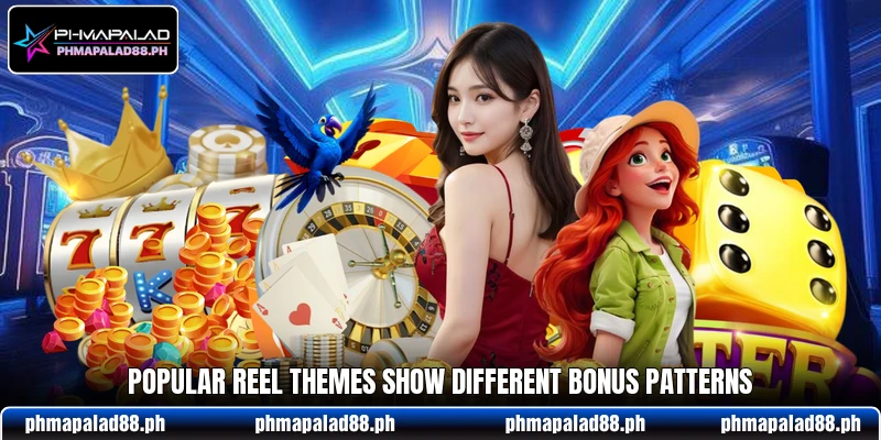 Popular reel themes show different bonus patterns