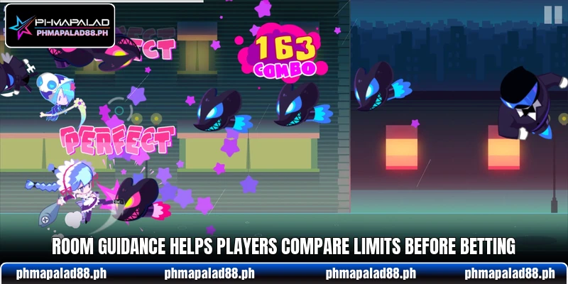 Room guidance helps players compare limits before betting