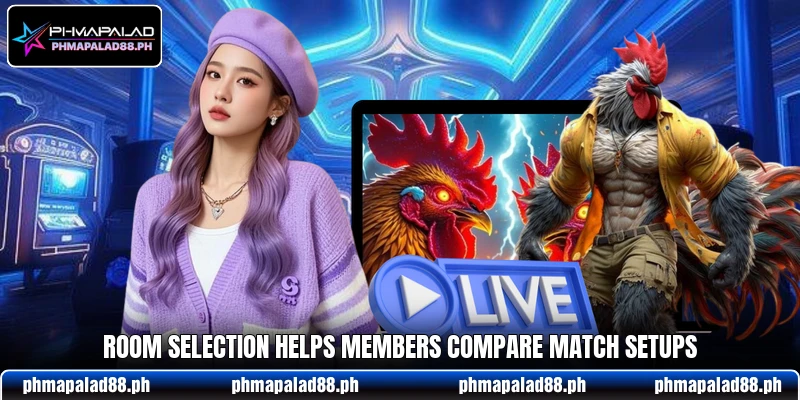 Room selection helps members compare match setups