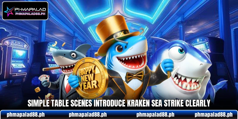 Simple table scenes introduce Kraken Sea Strike clearly Simple table scenes introduce Kraken Sea Strike clearly